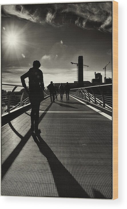 millenium Bridge Wood Print featuring the photograph Tate Silhouettes by Lenny Carter