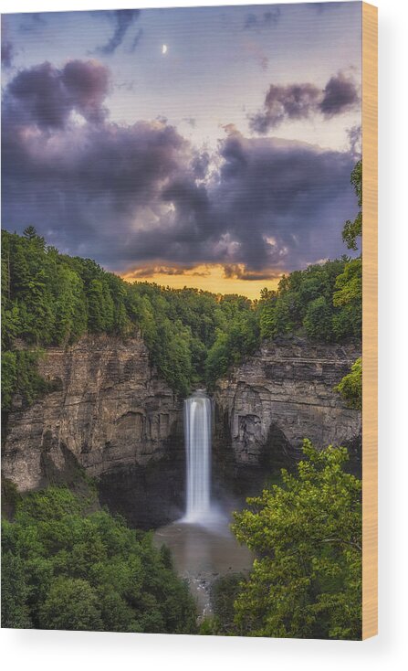 Mark Papke Wood Print featuring the photograph Taughannock at Dusk by Mark Papke
