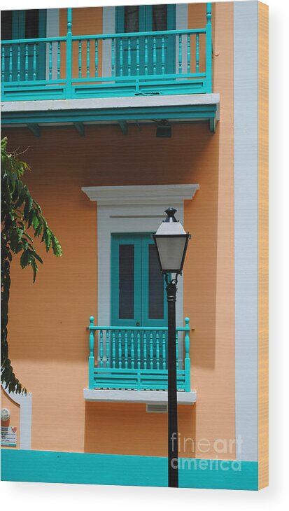 Architecture Wood Print featuring the photograph Teal with Pale Orange by George D Gordon III