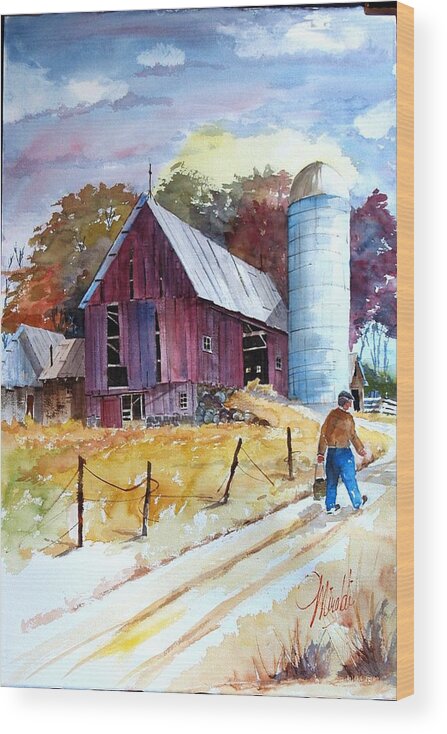 Barn Wood Print featuring the painting Tennesee Farm by Gerald Miraldi