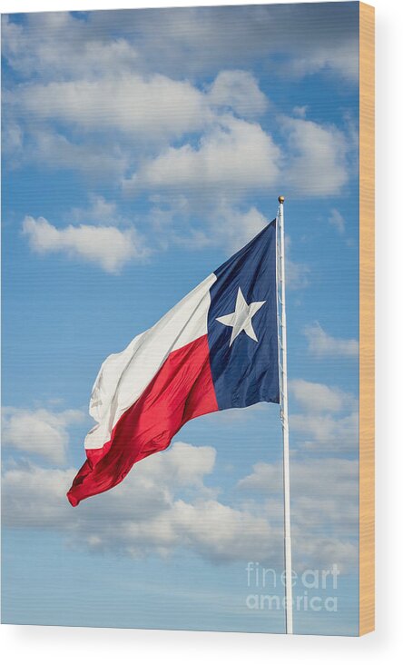 Texas Wood Print featuring the photograph Texas State Flag Waving by Imagery by Charly