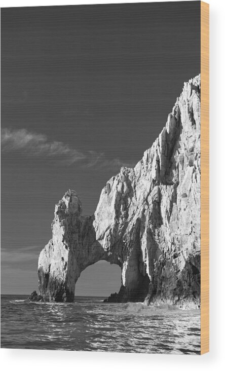 Los Cabos Wood Print featuring the photograph The Arch in Black and White by Sebastian Musial