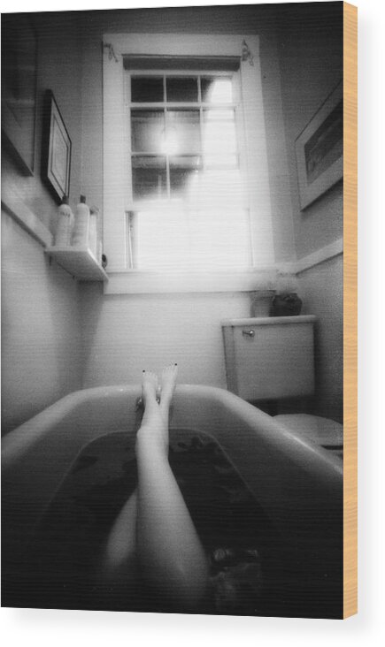 Nude Wood Print featuring the photograph The Bath by Lindsay Garrett