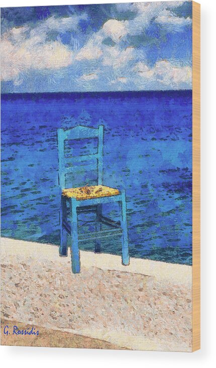 Rossiddis Wood Print featuring the painting The blue chair by George Rossidis