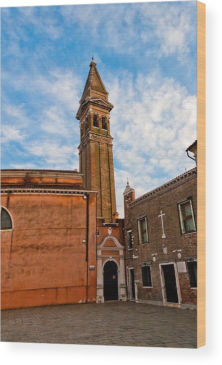 Burano Wood Print featuring the photograph The Church of Saint Martin by Peter Tellone