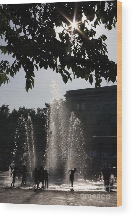 Fountain Wood Print featuring the photograph Summer time fun by Lisa Billingsley