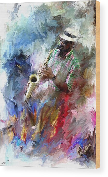 Evie Wood Print featuring the photograph The Jazz Player by Evie Carrier