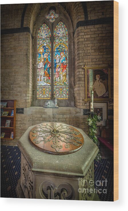 Church Wood Print featuring the photograph The Limestone Font by Adrian Evans