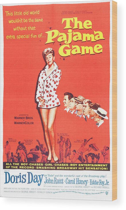 1950s Poster Art Wood Print featuring the photograph The Pajama Game, Us Poster, Doris Day by Everett