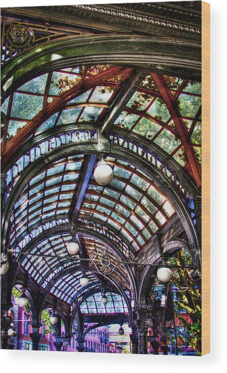 The Pergola Ceiling In Pioneer Square Wood Print featuring the photograph The Pergola Ceiling in Pioneer Square by David Patterson
