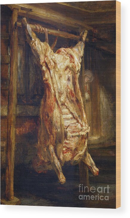 Rembrandt Wood Print featuring the painting The Slaughtered Ox by Rembrandt Harmenszoon van Rijn