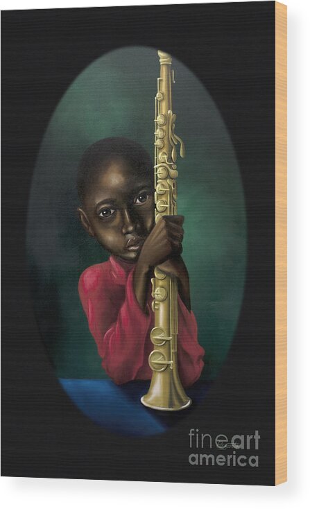 Black Fine Art Wood Print featuring the painting The Soprano by Clement Bryant