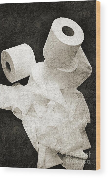 Toilet-paper Wood Print featuring the photograph The Spare Rolls 1 - Toilet Paper - Bathroom Design - Restroom - Powder Room by Andee Design