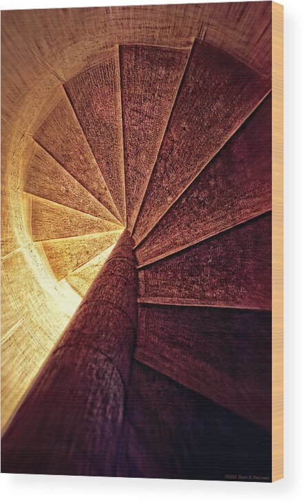 The Spiral Staircase Wood Print featuring the photograph The Spiral Staircase by Mary Machare