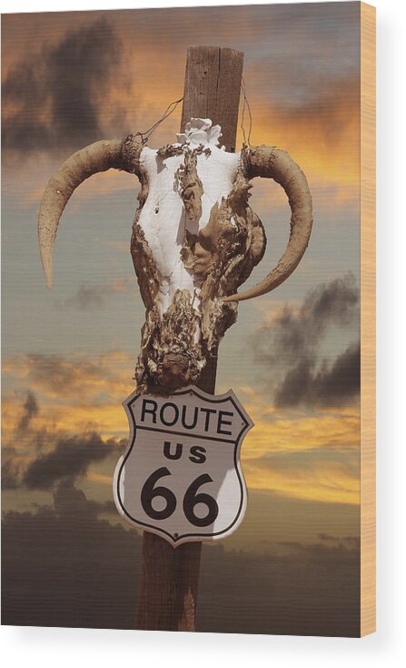 Route 66 Wood Print featuring the photograph The Warmth of Route 66 by Mike McGlothlen