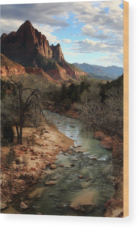 Utah Wood Print featuring the photograph The Watchman at Sunset by Eric Foltz
