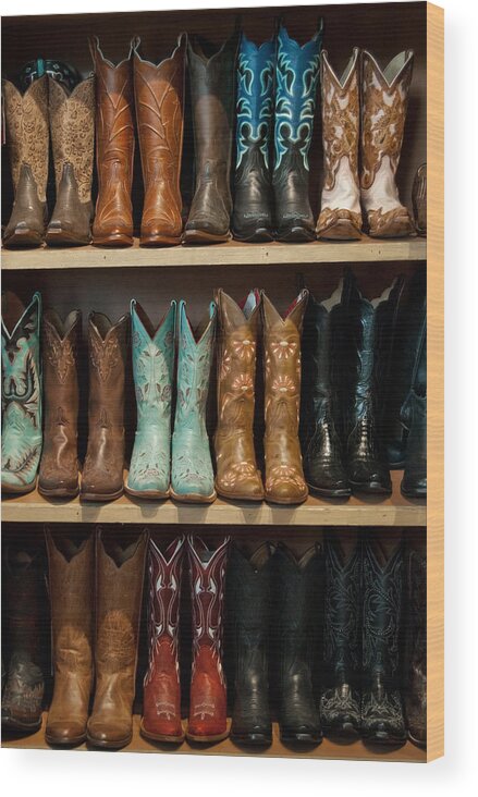 Cowboy Boots Wood Print featuring the photograph These Boots Were Made For Walking by Jani Freimann