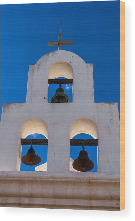 Mission Wood Print featuring the photograph Three Bells in the Afternoon by Ed Gleichman