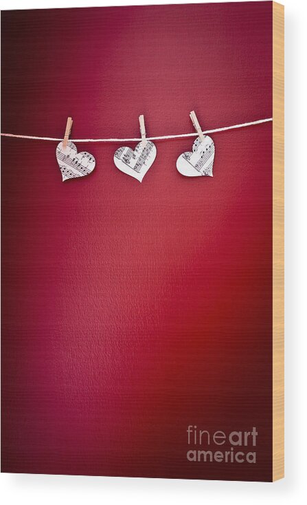 Background Wood Print featuring the photograph Three Hearts by Jan Bickerton