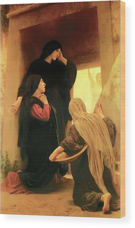 William Adolphe Bouguereau Wood Print featuring the painting Three Marys at the Tomb by William Adolphe Bouguereau