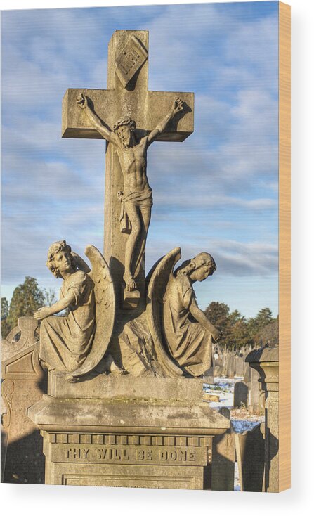 Dublin Wood Print featuring the photograph Thy Will Be Done - Glasnevin Dublin Cross by Mark Tisdale
