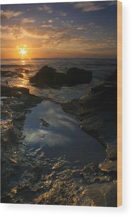 Landscape Wood Print featuring the photograph Tide Pool Reflection by Scott Cunningham