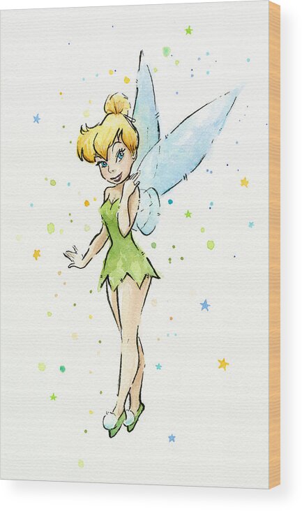 Tinker Wood Print featuring the painting Tinker Bell by Olga Shvartsur