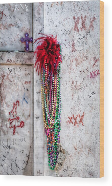 Marie Wood Print featuring the photograph Tomb of Marie Laveau New Orleans by Kathleen K Parker