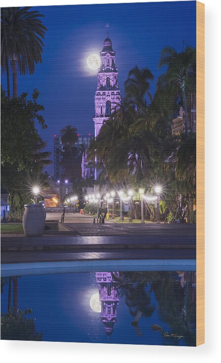 Balboa Park Wood Print featuring the photograph Towering Moon by Dan McGeorge