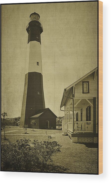 Tybee Island Light Station Wood Print featuring the photograph Tybee Island Light Station by Priscilla Burgers