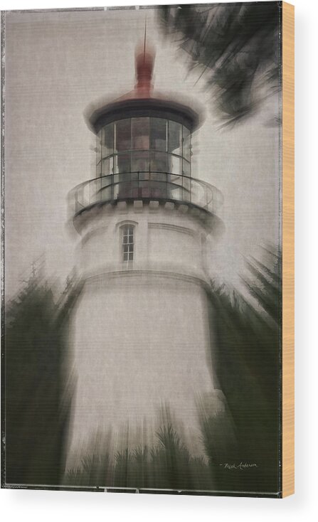 Umpqua Lighthouse Wood Print featuring the photograph Umpqua Light Fantasy by Mick Anderson
