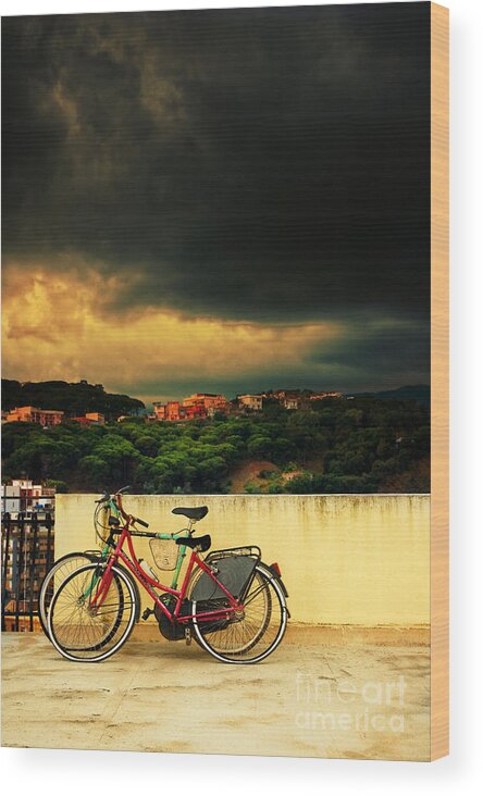 Moody Wood Print featuring the photograph Under an ominous sky by Silvia Ganora