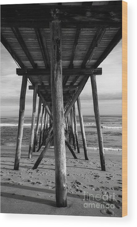 (column Or Pillar) Wood Print featuring the photograph Under the Pier by Debra Fedchin