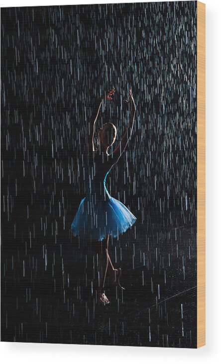 Abstract Wood Print featuring the photograph Under the rain by Zina Zinchik