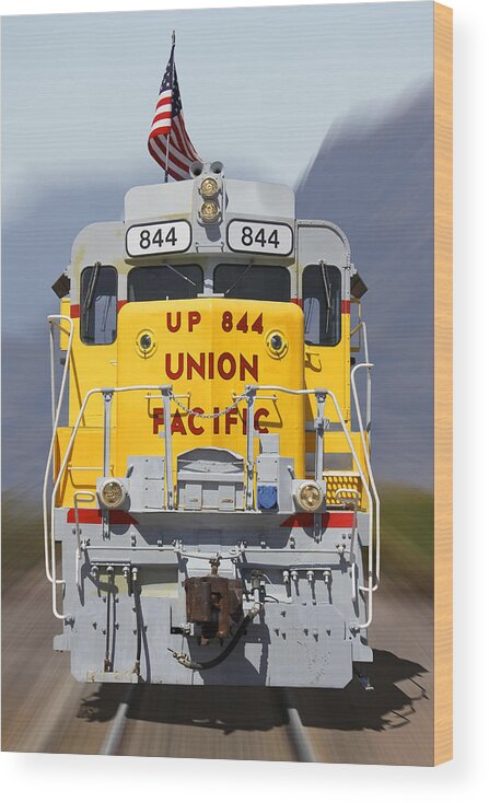 Transportation Wood Print featuring the photograph Union Pacific 844 on the Move by Mike McGlothlen