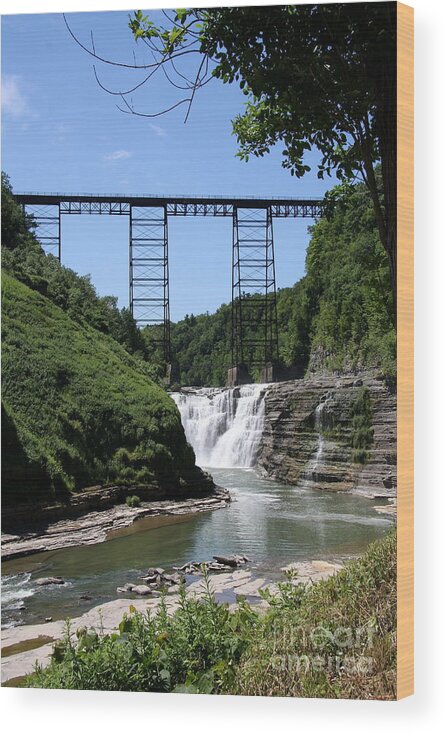 Upper Falls Of The Genesee River Wood Print featuring the photograph Upper Falls of the Genesee River by Christiane Schulze Art And Photography