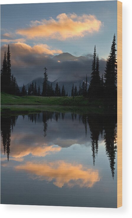 Alpine Wood Print featuring the photograph Upper Tipsoo Lake Sunset by Michael Russell