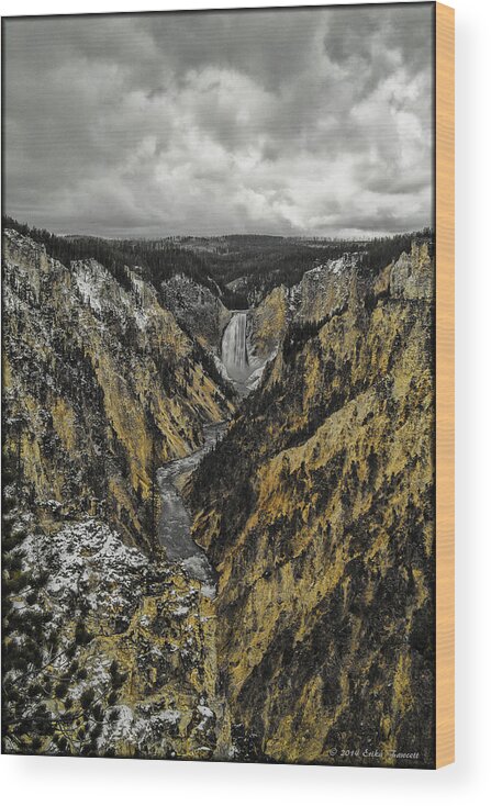 Yellowstone Wood Print featuring the photograph Lower Yellowstone Falls by Erika Fawcett