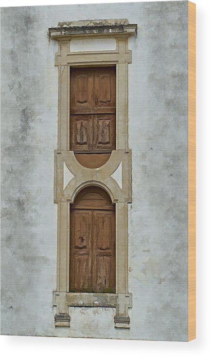 Door Wood Print featuring the photograph Upside-Down Brown Windows of Portugal by David Letts