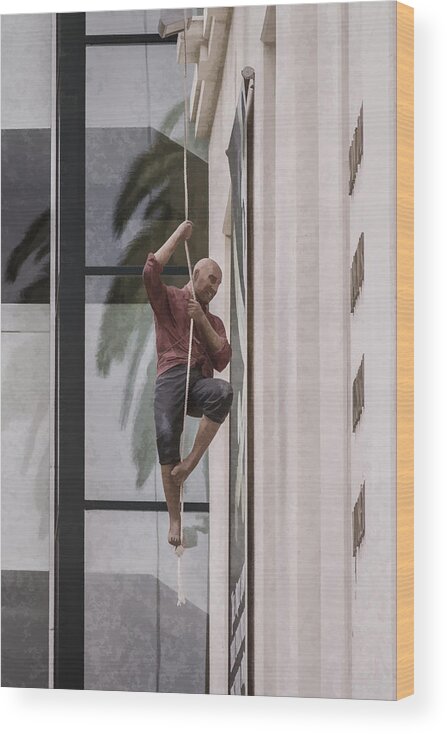Public Art Wood Print featuring the digital art Urban Climber by Photographic Art by Russel Ray Photos