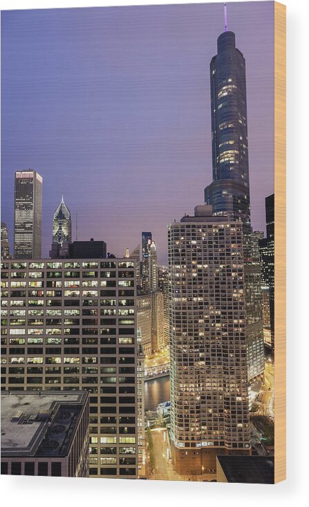 Downtown District Wood Print featuring the photograph Usa, Illinois, Chicago, Cityscape by Henryk Sadura