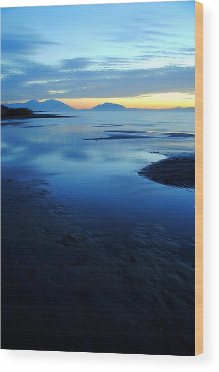 Water Wood Print featuring the photograph Utah Lake at Dusk part III by Nathan Abbott