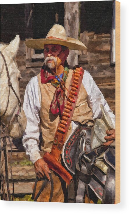 Vaquero Wood Print featuring the digital art Vaquero by Jack Milchanowski