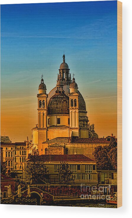 Landscapes Wood Print featuring the photograph Venezia-Basilica of Santa Maria della Salute by Tom Prendergast