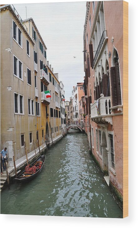 Italy Photographs Wood Print featuring the photograph Venice Canal View by Sue Morris