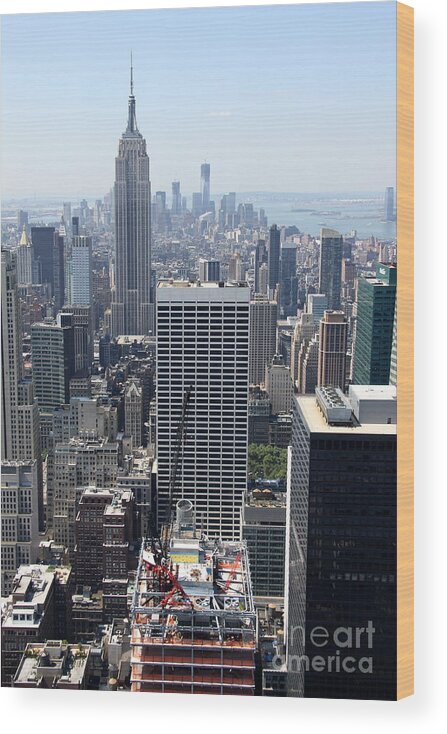 Construction Site Wood Print featuring the photograph View Over Manhattan I by Christiane Schulze Art And Photography