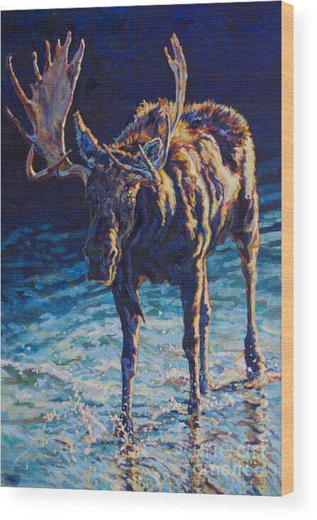 Moose Wood Print featuring the painting Vincent by Patricia A Griffin