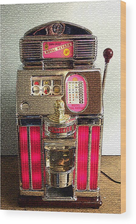  Wood Print featuring the digital art Vintage 10 Cent Slot Machine by Marvin Blaine