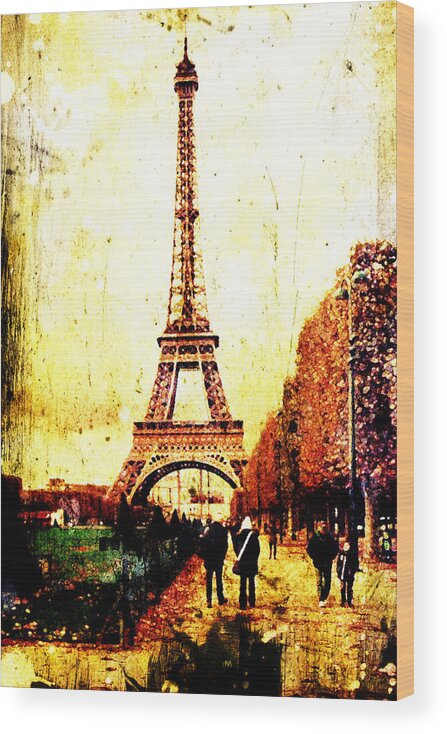 Vintage Wood Print featuring the digital art Vintage Paris by Andrea Barbieri