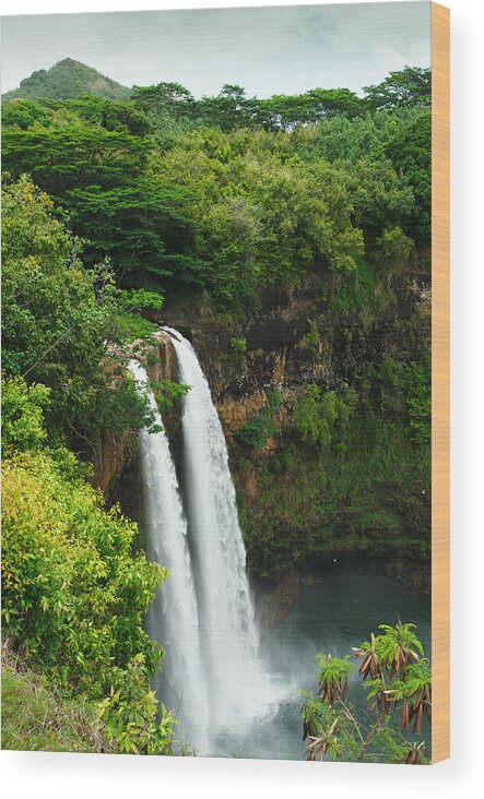 Waterfall Wood Print featuring the photograph Wailua Falls Kauai by Photography By Sai